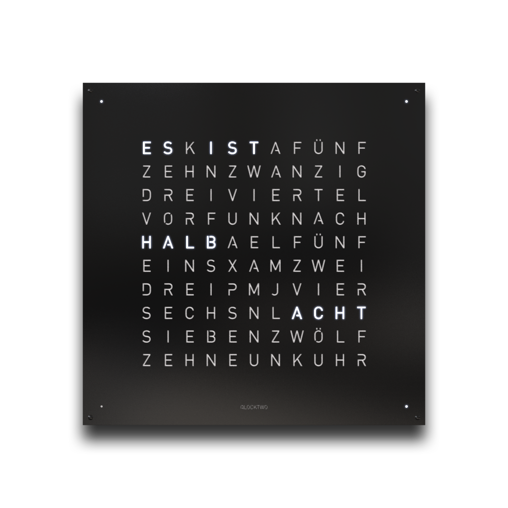 Earth 180 Steel Series Horloge murale / Objet temporel Allemande QLOCKTWO