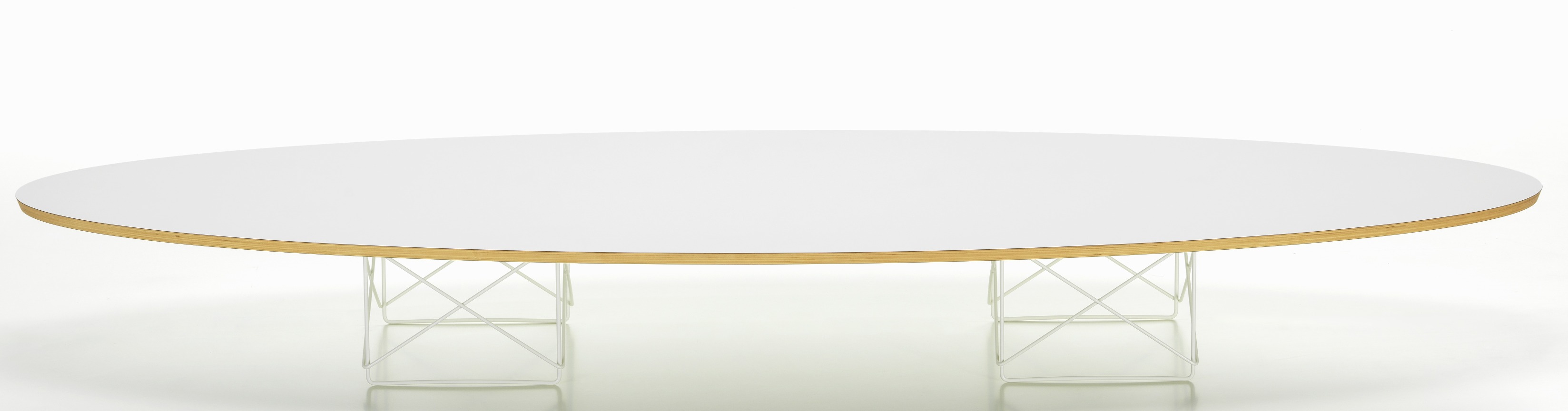 Elliptical Table ETR Table Eames / table basse Vitra HPL blanc, piétement blanc revêtu par poudre