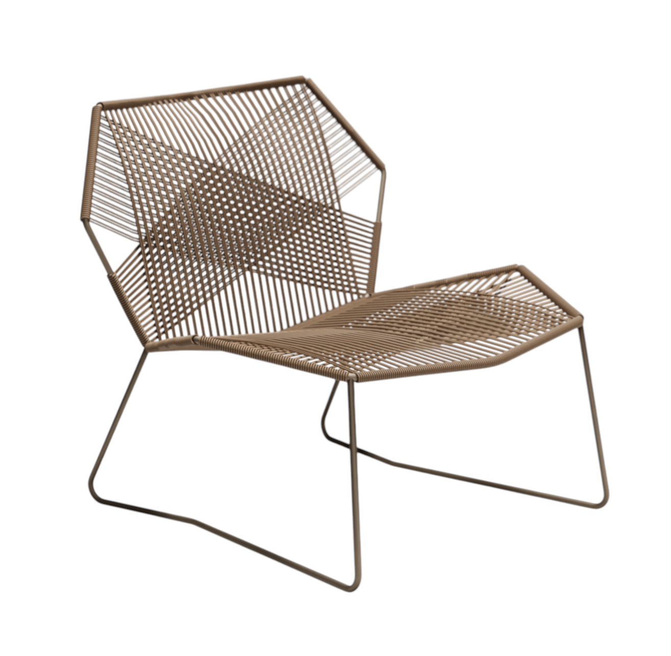 Tropicalia TR1 Armchair Outdoor Sessel von Moroso, braunes Seildesign und Metallgestell, moderne Gartenmöbel.