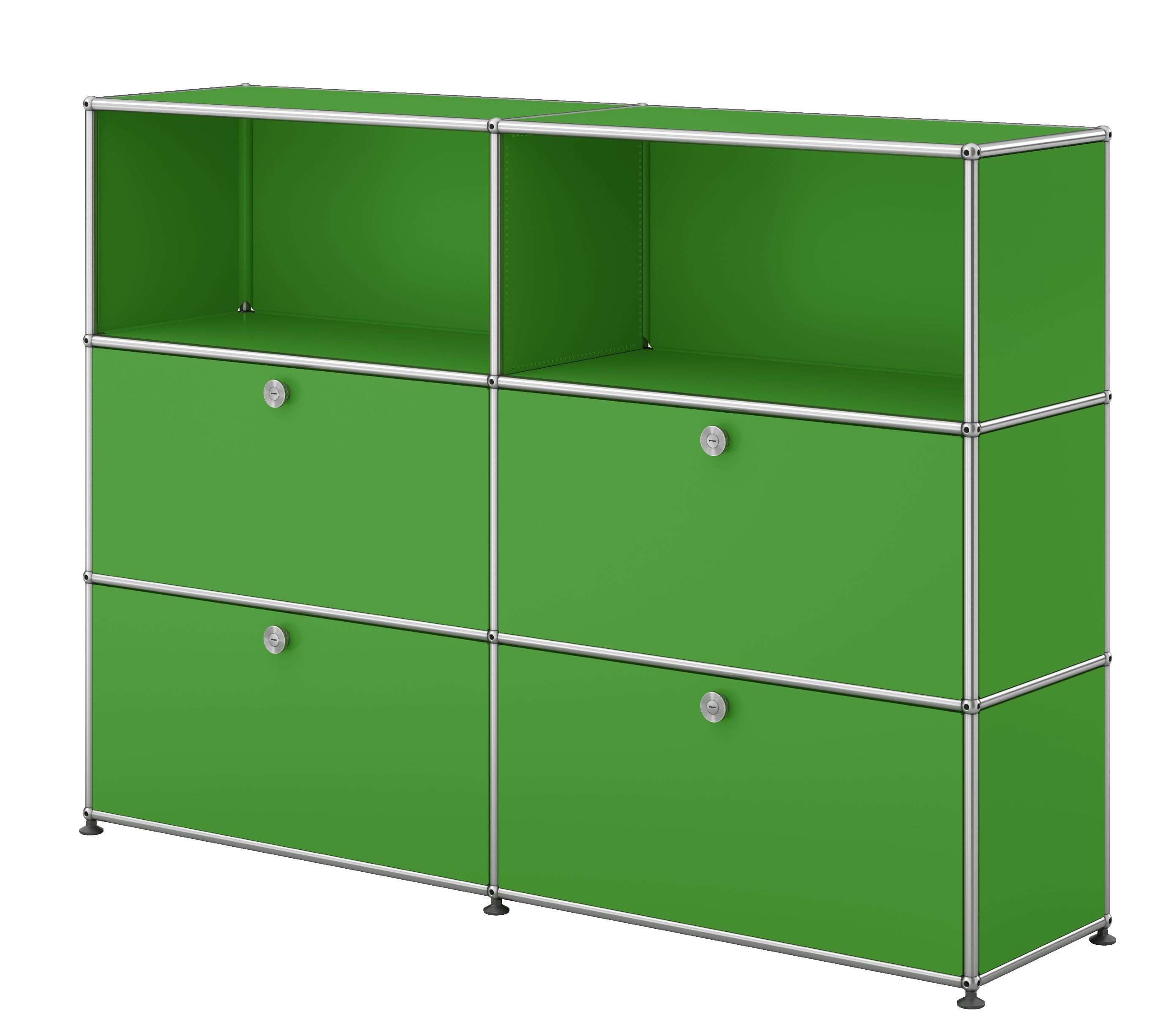 USM Haller Armoire haute 4 portes / 2 ouvertes Verte