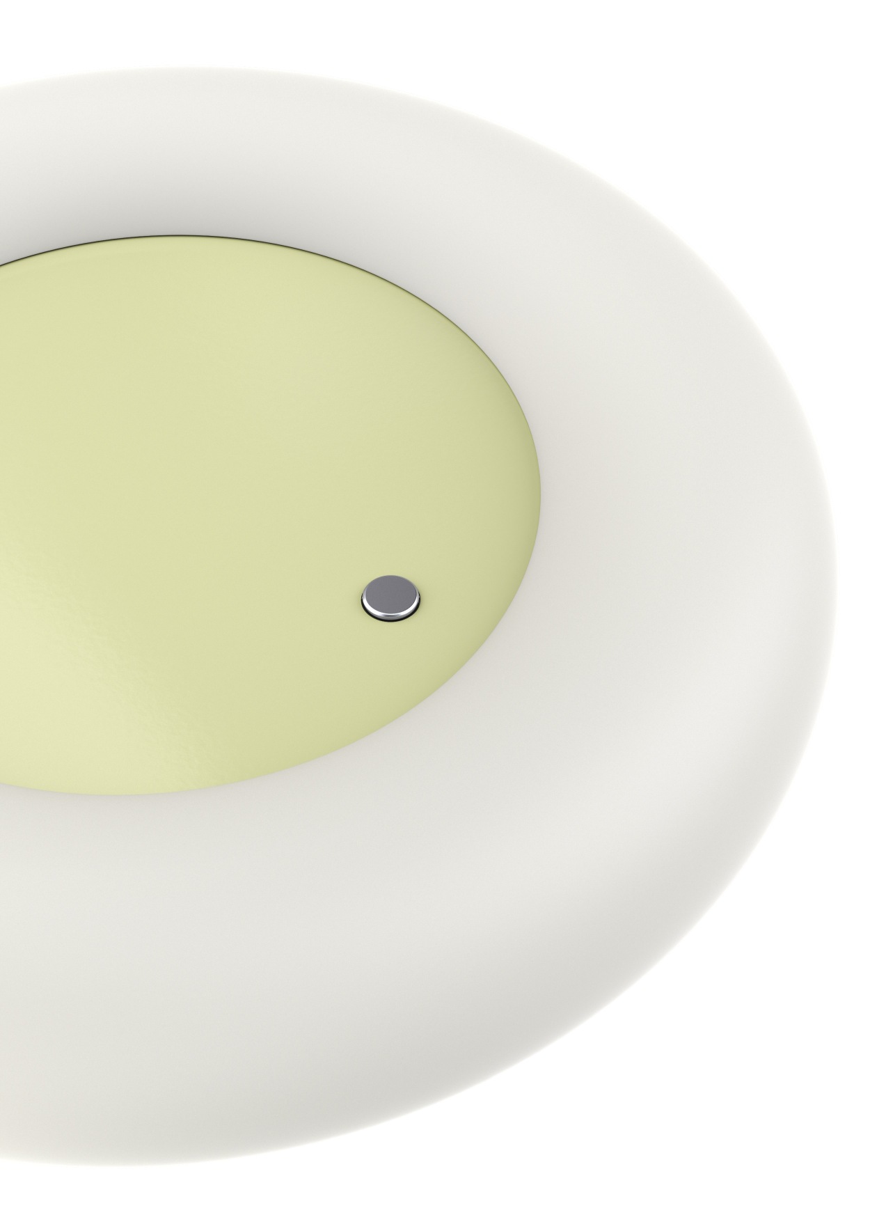 Detailaufnahme der Oto Stehleuchte von Belux, Rundfuß in Sandbeige mit Schalter.