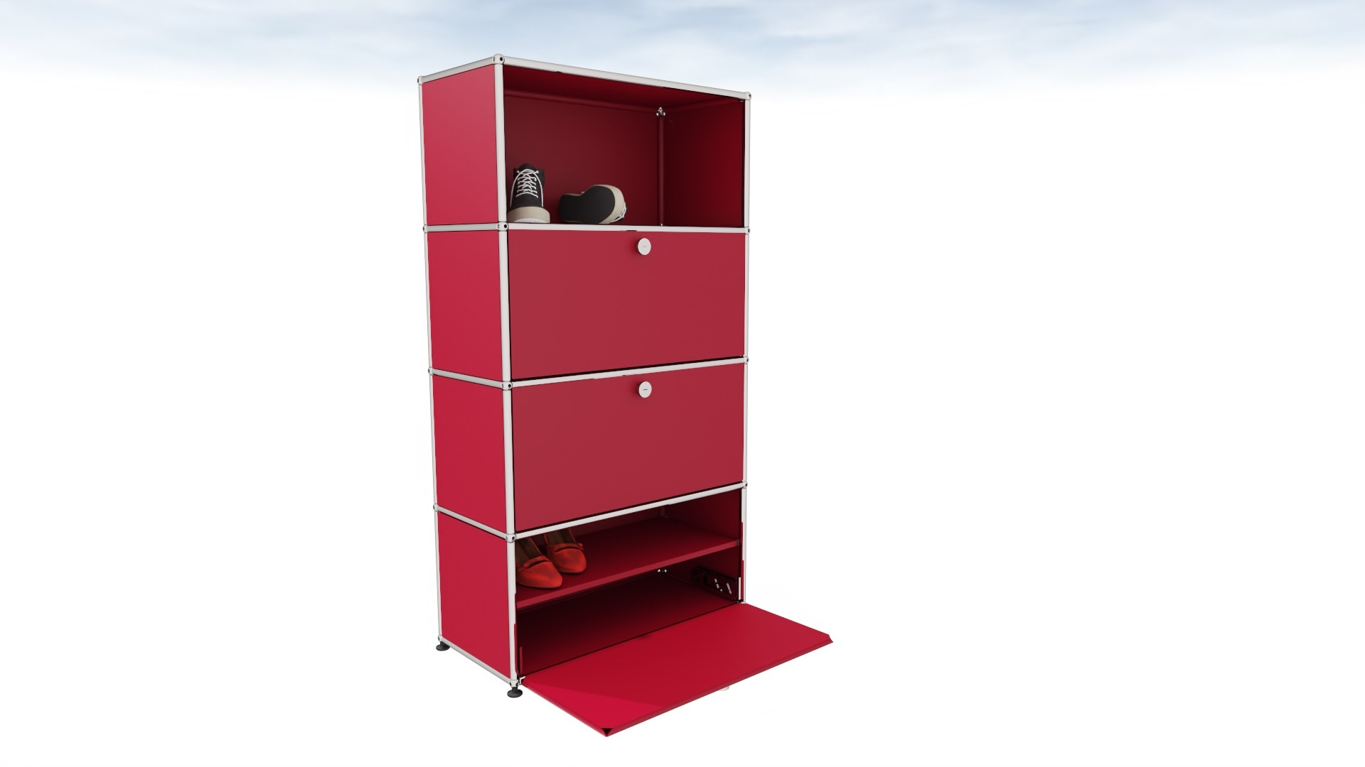 armoire à chaussures USM Haller avec rabat blanc