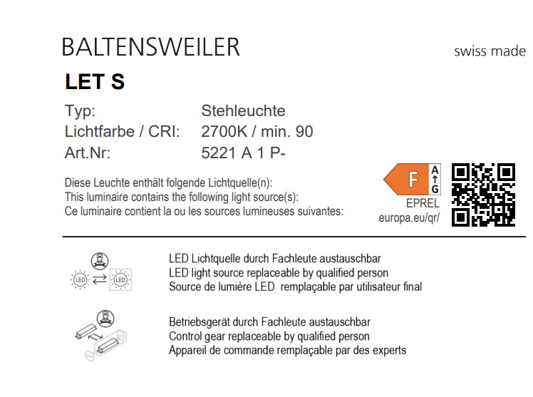 LET S Lampadaire Baltensweiler