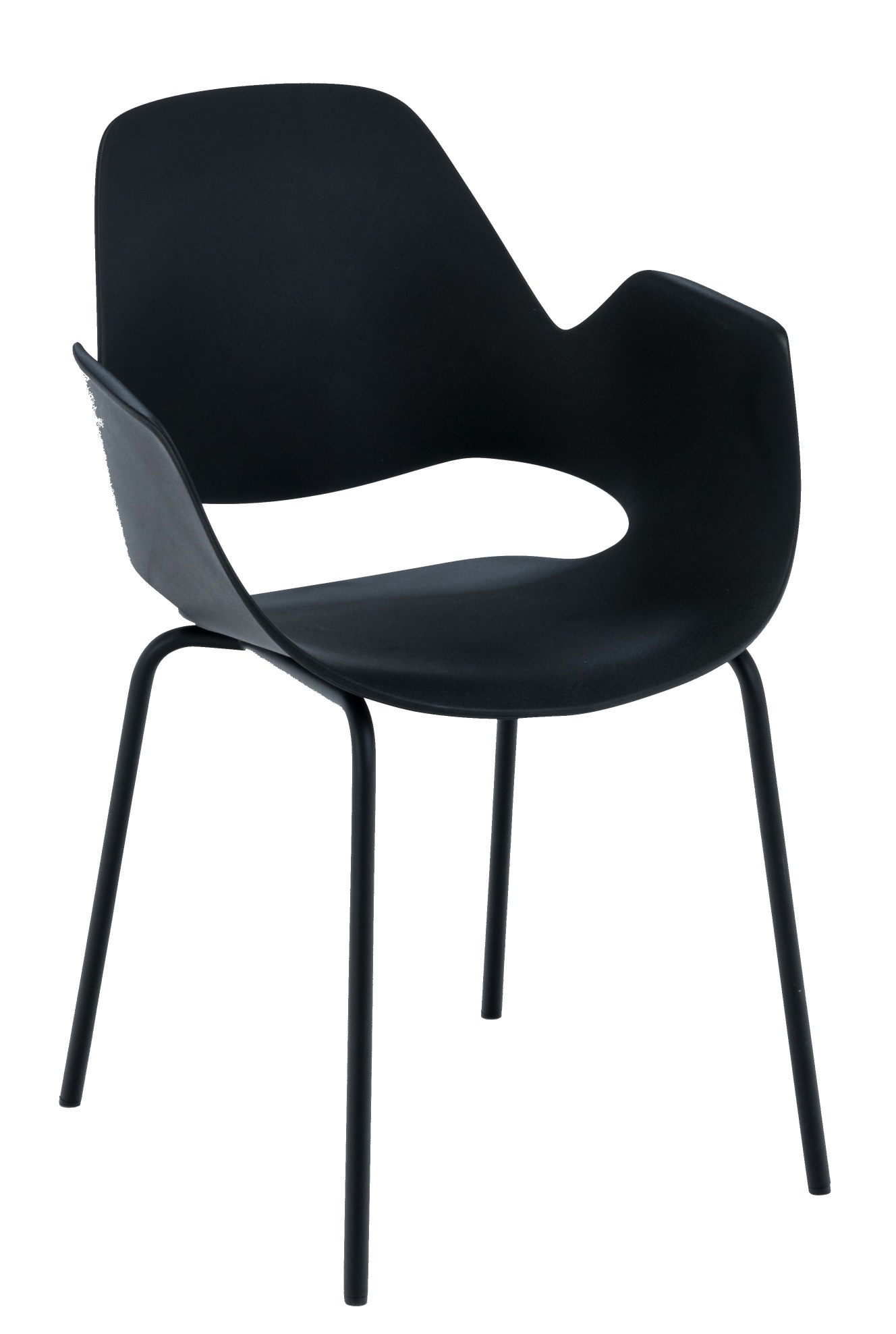 Falk Chaise avec accoudoirs Pieds en métal laqué époxy noir Houe