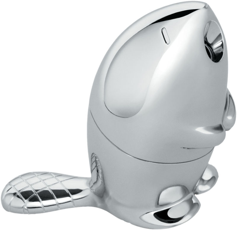 Alessi Kastor Bleistiftspitzer RT02 aus verchromtem Zamak, Biber Design, für Büro und Schreibtisch.