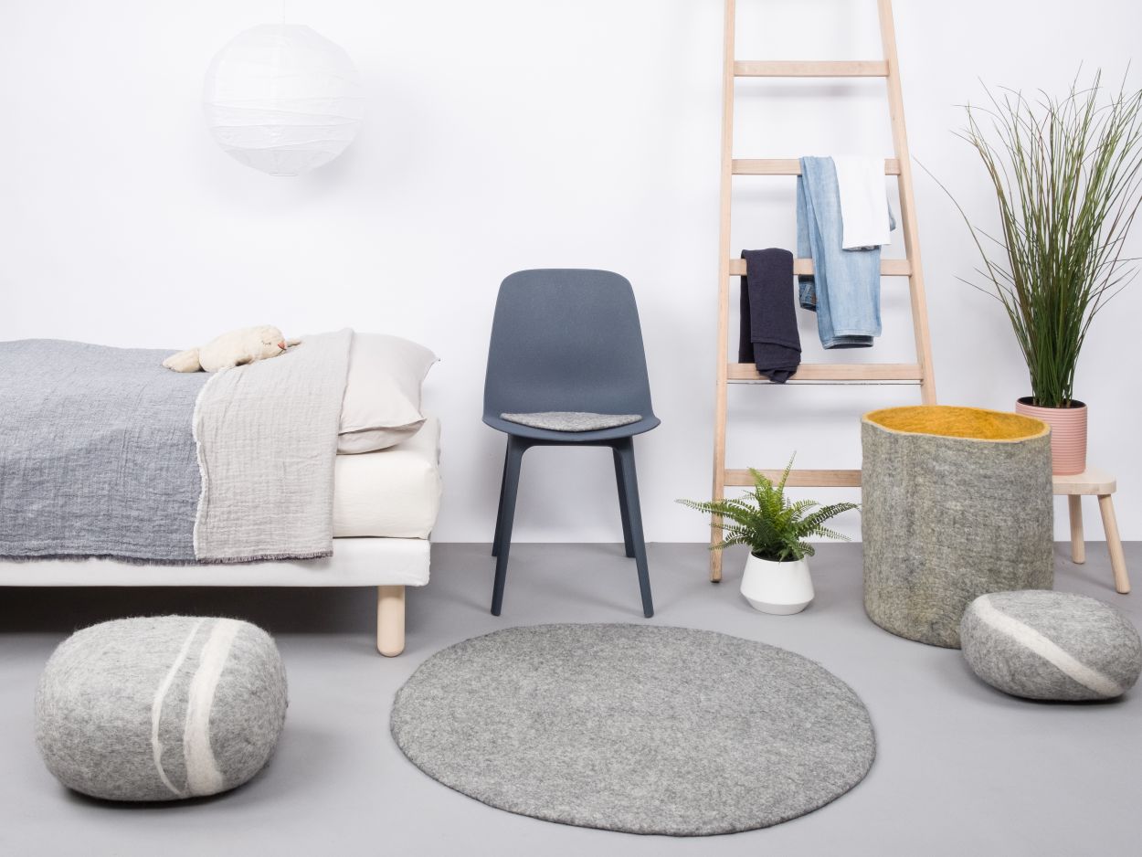 Mono Rond Tapis en feutre Ø 160 cm myfelt Carl (gris chiné)