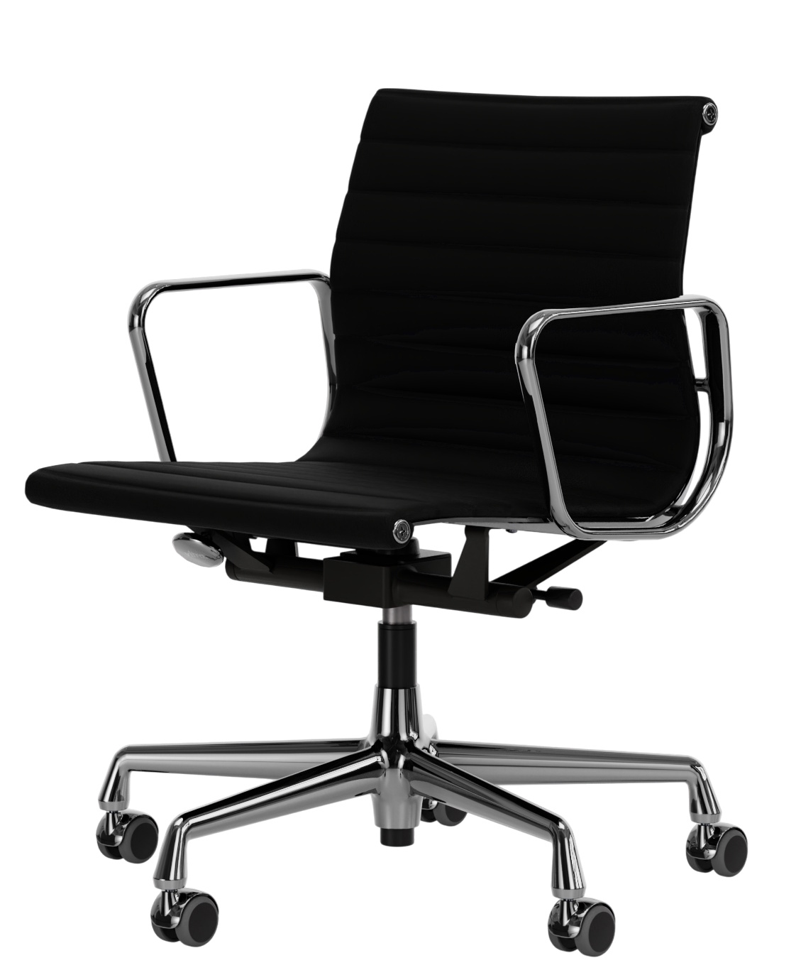 Aluminum Chair EA 118 / EA118 Chaise Cuir Premium Nero Vitra Aluminum Chair EA 118 / EA118 Chaise Cuir Premium Nero Vitra