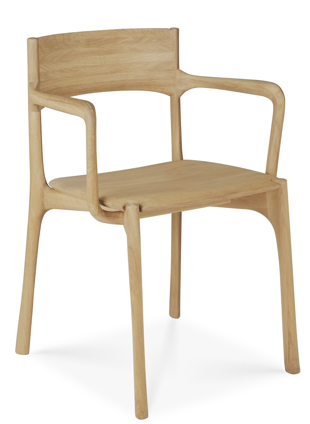 Ethnicraft PI Armlehnstuhl aus Eiche: Moderner Esszimmerstuhl mit Armlehnen für stilvolles Wohnen.