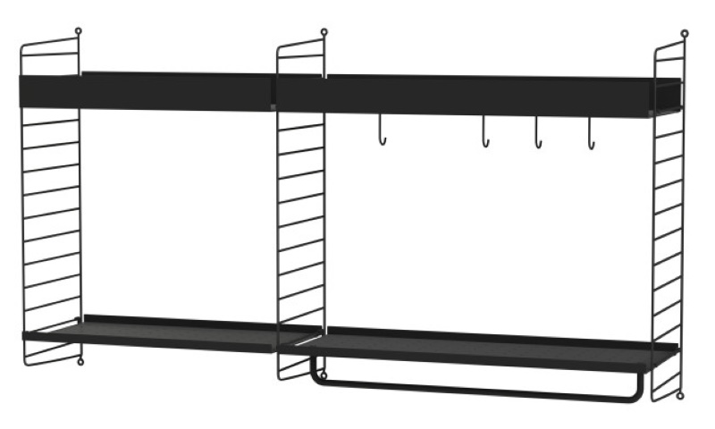 String Système d'étagères murales de cuisine A String Furniture Noir - Noir