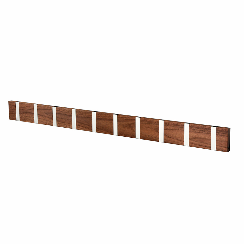 Knax Wandgarderobe mit 10 Haken in Walnuss Loca, moderne Garderobenleiste für Flur und Diele.