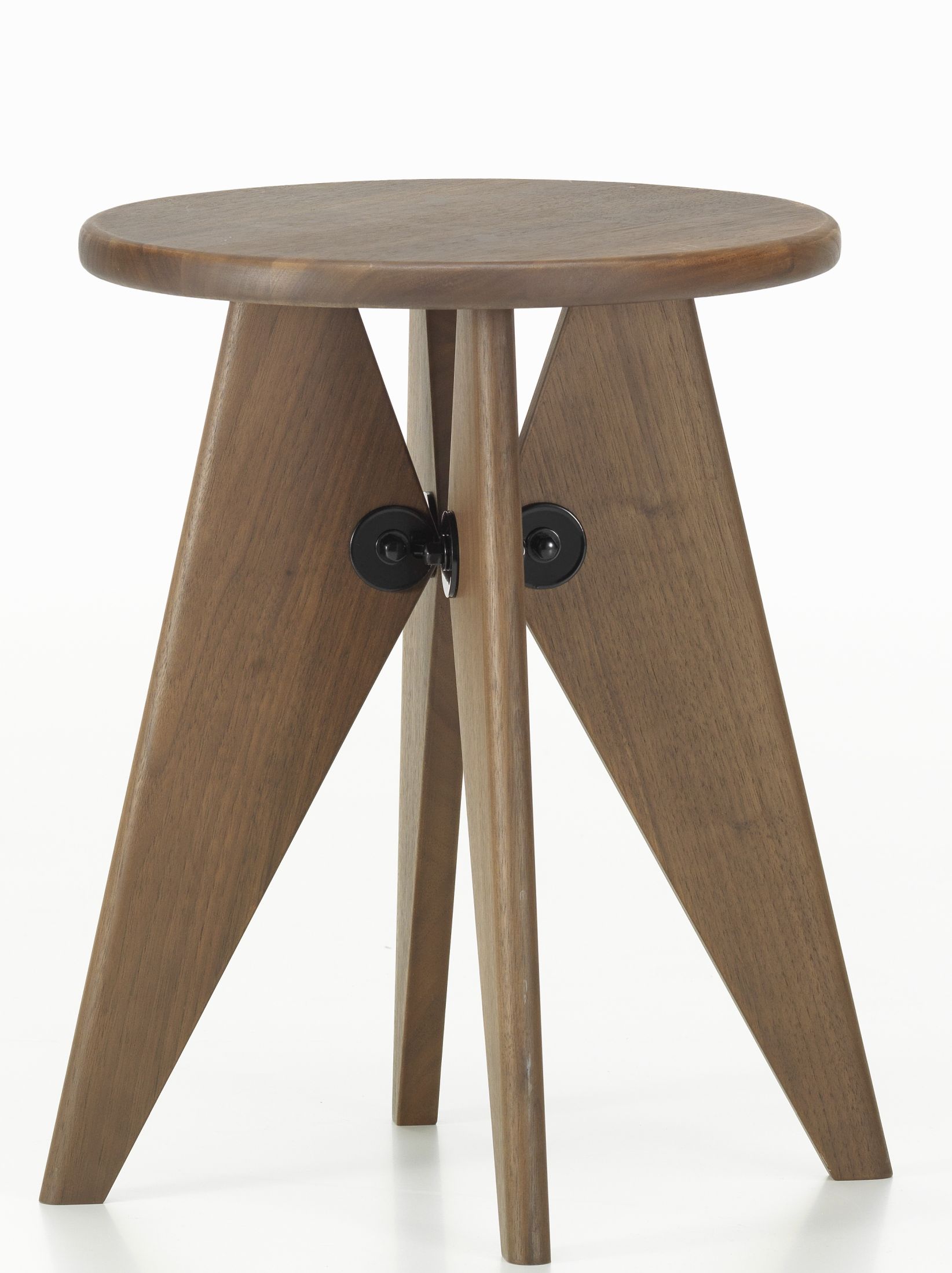 Vitra Tabouret Solvay Hocker aus massivem amerikanischem Nussbaum, dreibeiniger Sitzhocker für Wohnraum.