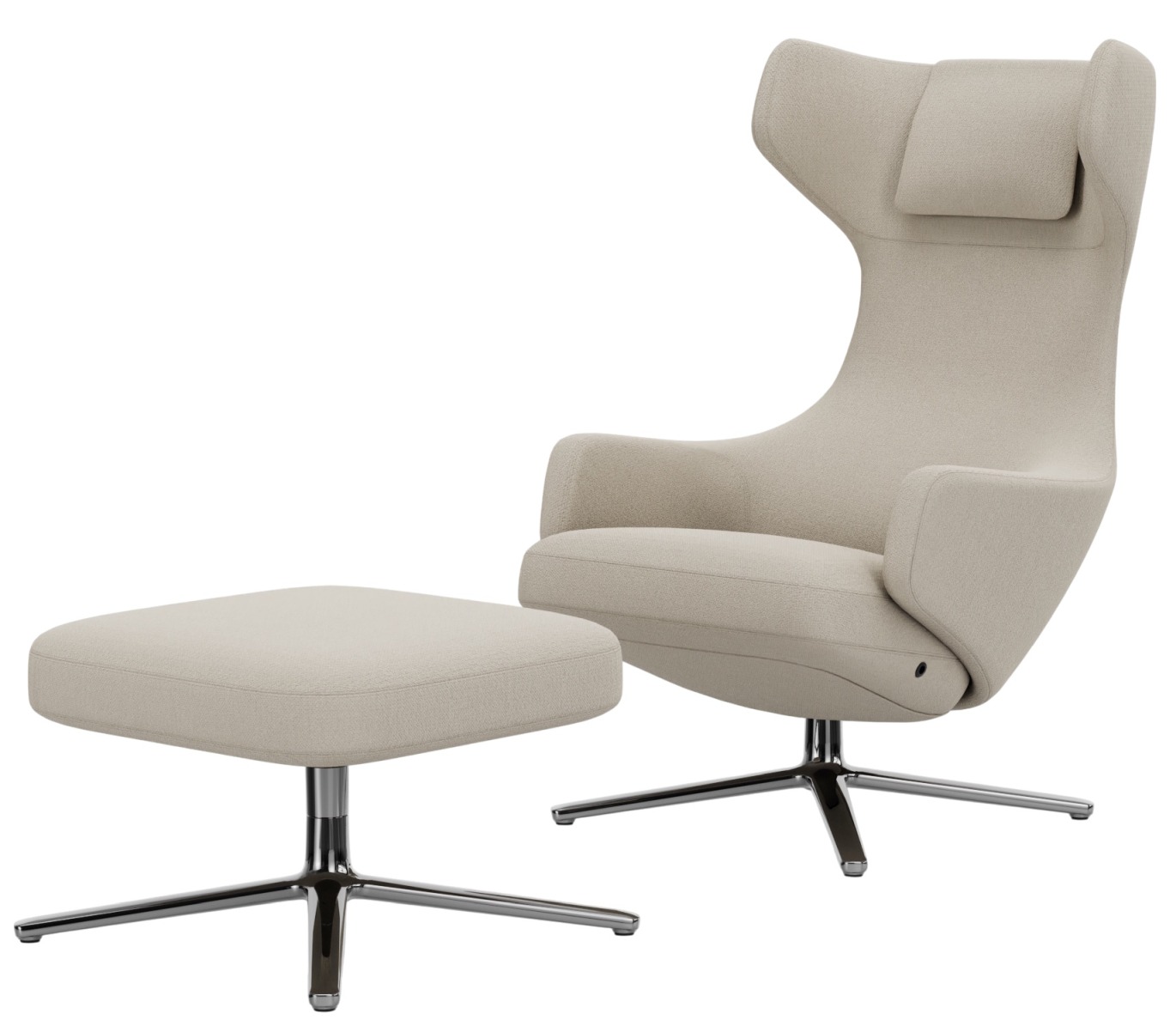 Grand Repos fauteuil + ottoman POLI / CREDO CRÈME Vitra OFFRE SPECIALE