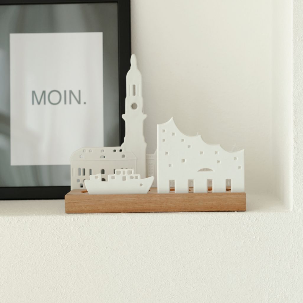 Objet lumineux Silhouette de la ville de Hambourg Roues