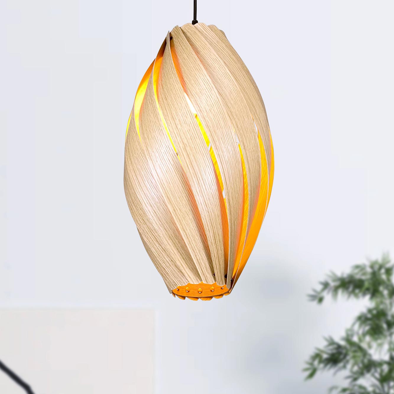 Ardére Lampe à suspendre allongée Chêne Gofurnit