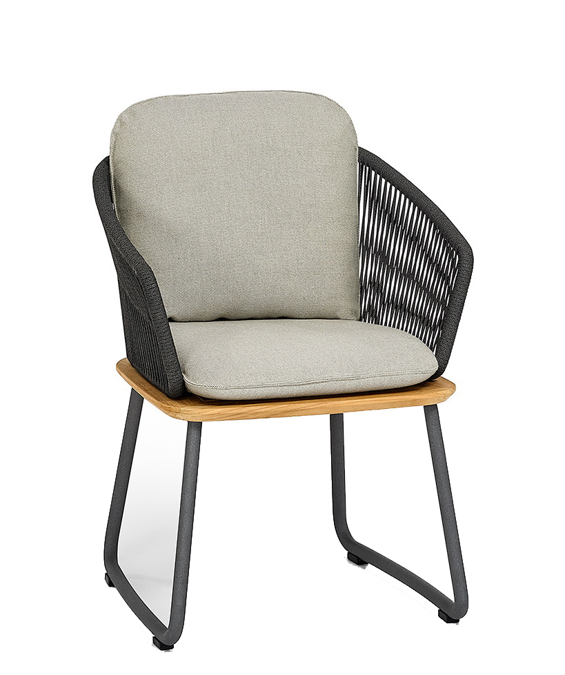 Denia Dining Fauteuil Outdoor avec coussin d'assise et de dossier Zori Matcha Weishäupl 