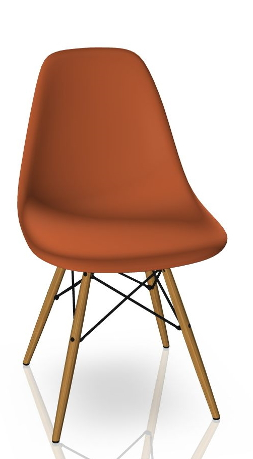 Eames Plastic Side Chair DSW Chaise Vitra Frêne couleur miel - rouille rouge