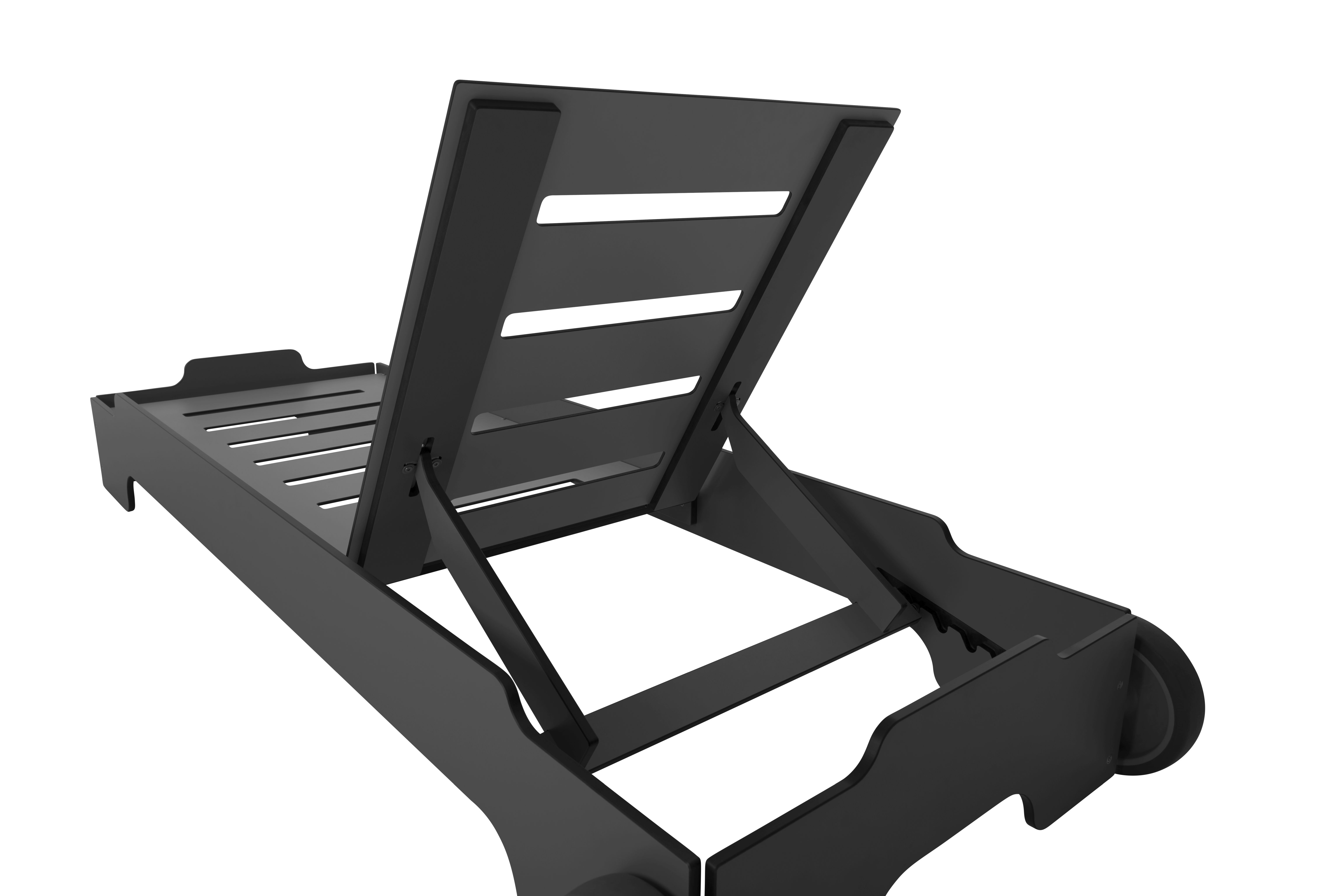 Chaise longue empilable Solara avec roues et coussin Outdoor Müller Möbelwerkstätten