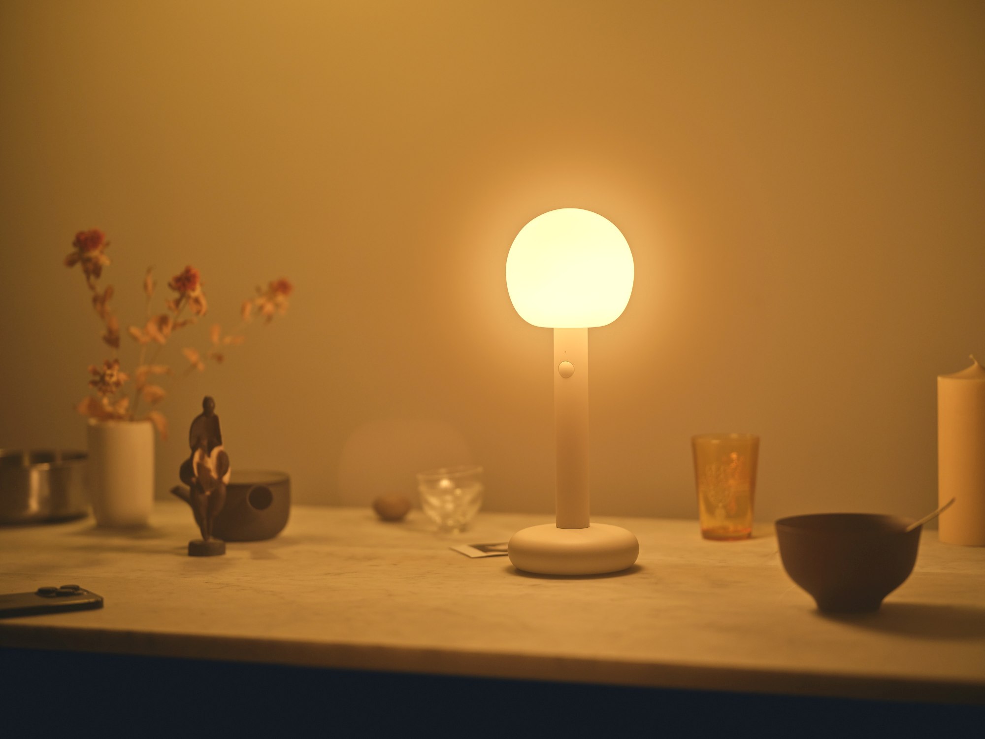 Fire Batterie LED Lampe de table Grau