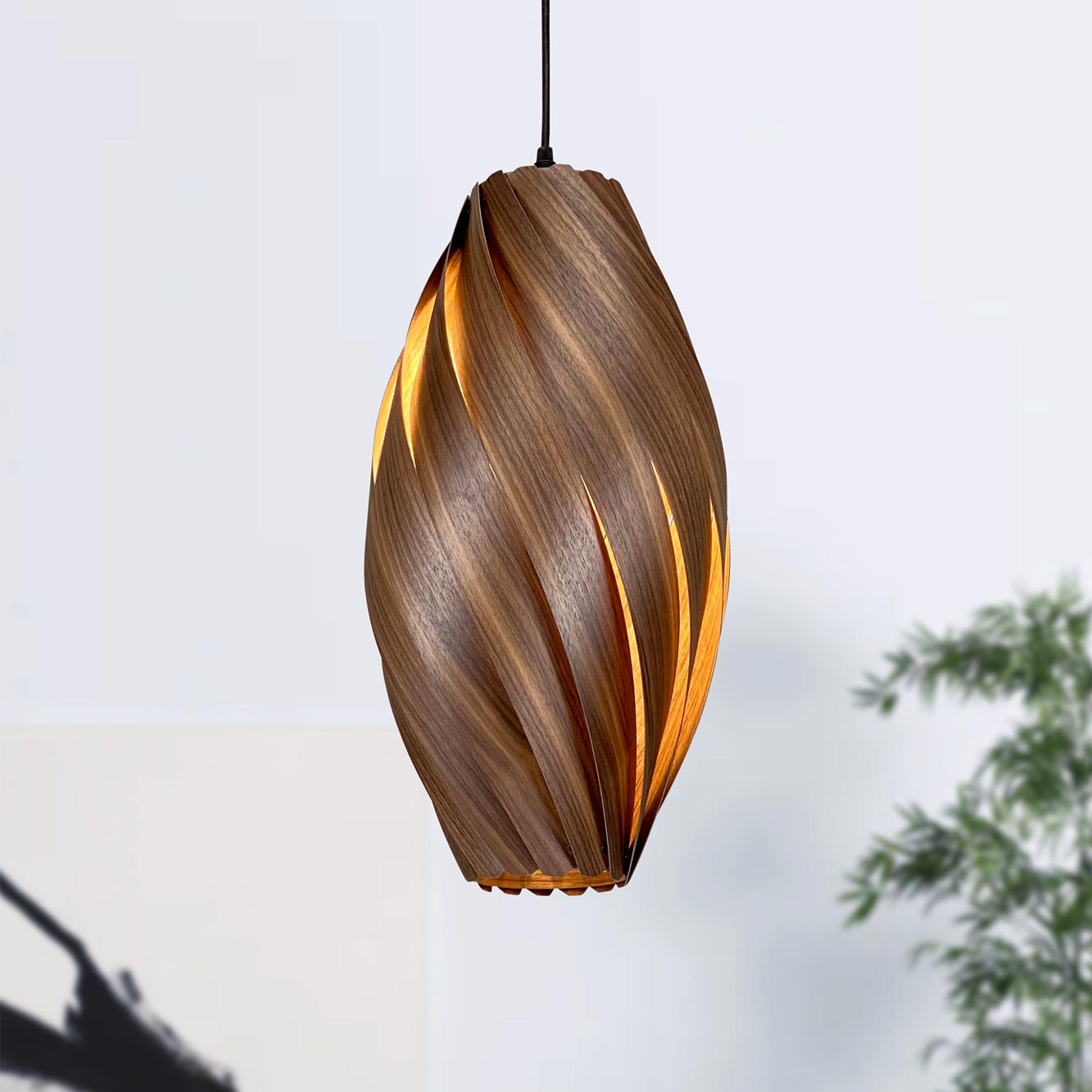 Ardére Lampe à suspendre allongée Noyer Gofurnit