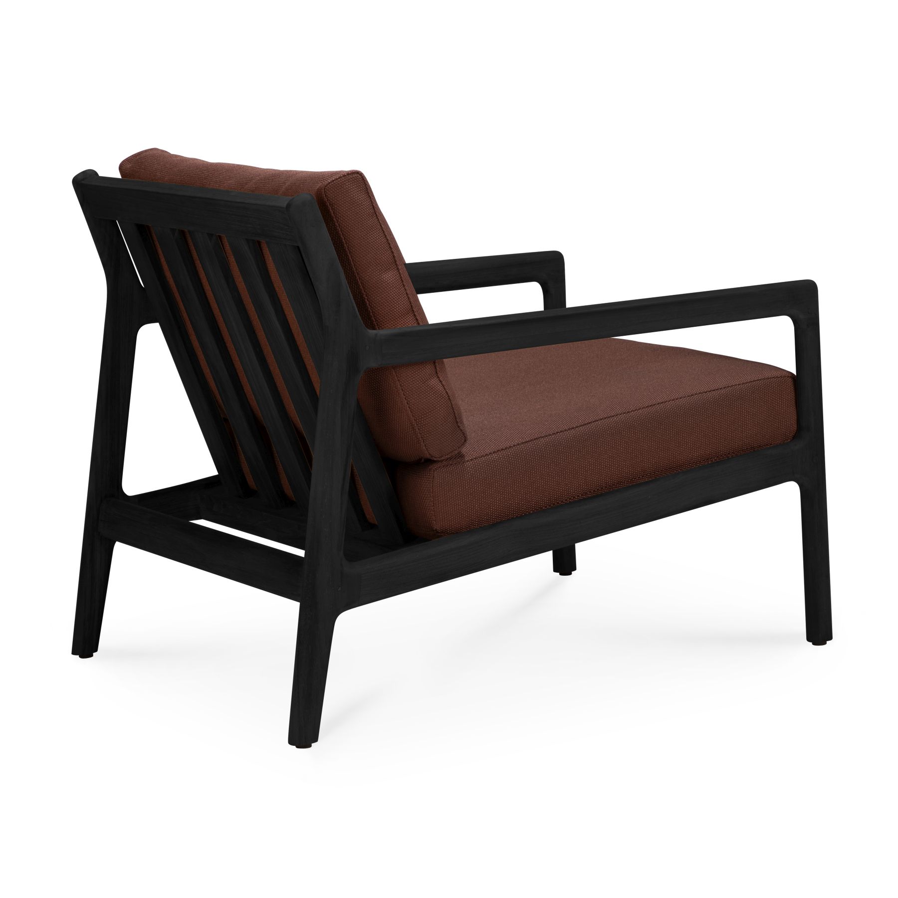 Fauteuil de jardin Jack Outdoor Lounge Chair en teck laqué noir et bordeaux Ethnicraft