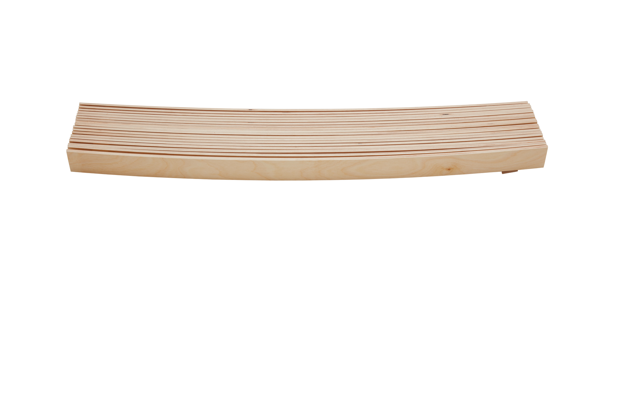 Lattenrost Rollrost für Stapelliege (200x90 cm) aus hellem Holz, gerollt und bereit für den Einbau.