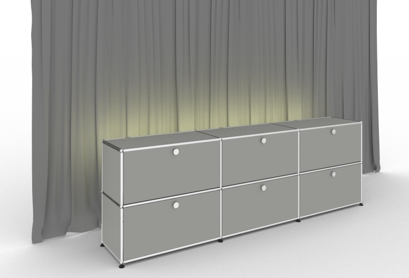 E Sideboard illuminé 6 portes pliantes gris clair USM Haller