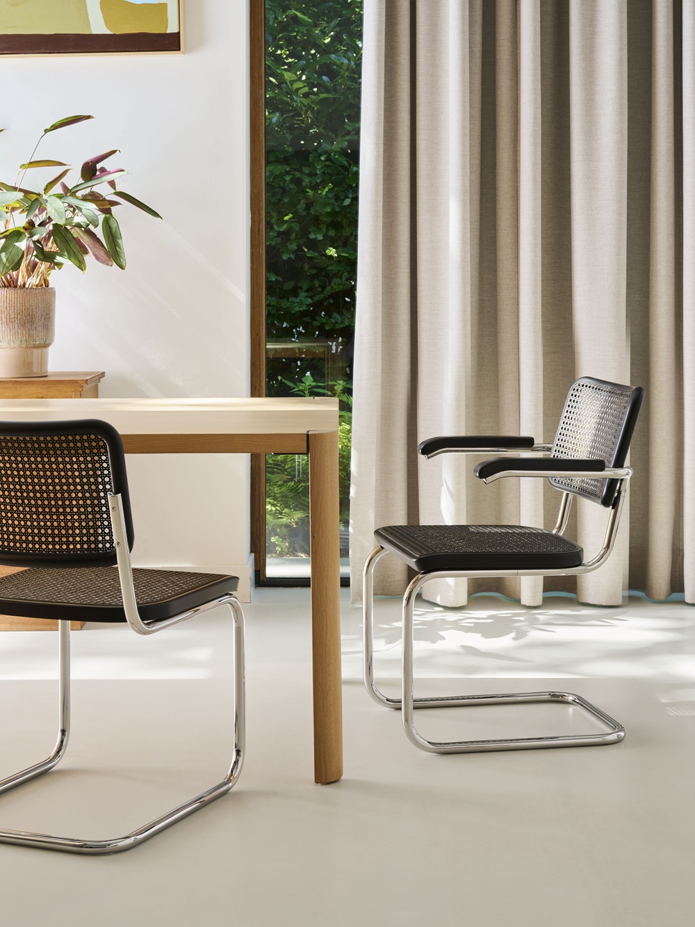 S 64 V Classique en tube d'acier, chaise cantilever CHROME/NOIR Thonet COMBINAISON PRIVILÉGIÉE