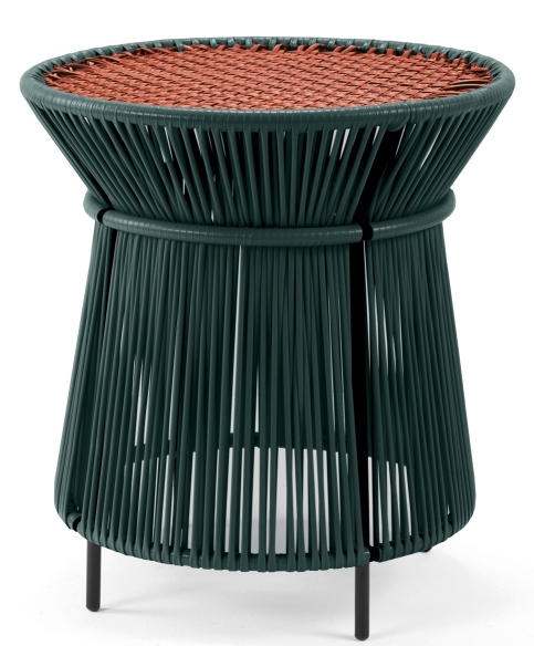Caribe Chic Tall Side Table Table d'appoint extérieure ames Vert mousse / Cuivre / Noir