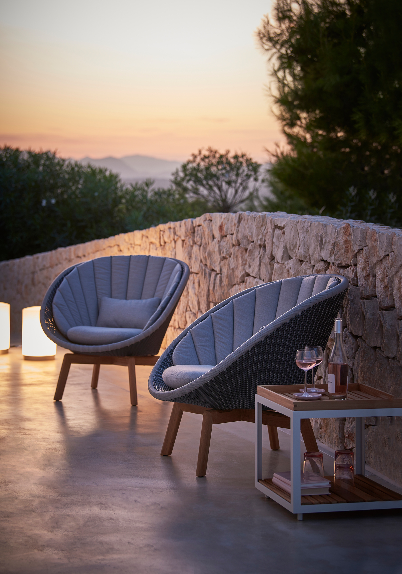Peacock Outdoor Chaise longue Fibre Cane-Line gris