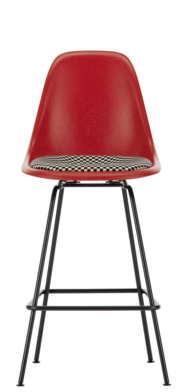 Eames Fiberglass Bar Stool Medium Tabouret de bar avec coussin d'assise Vitra