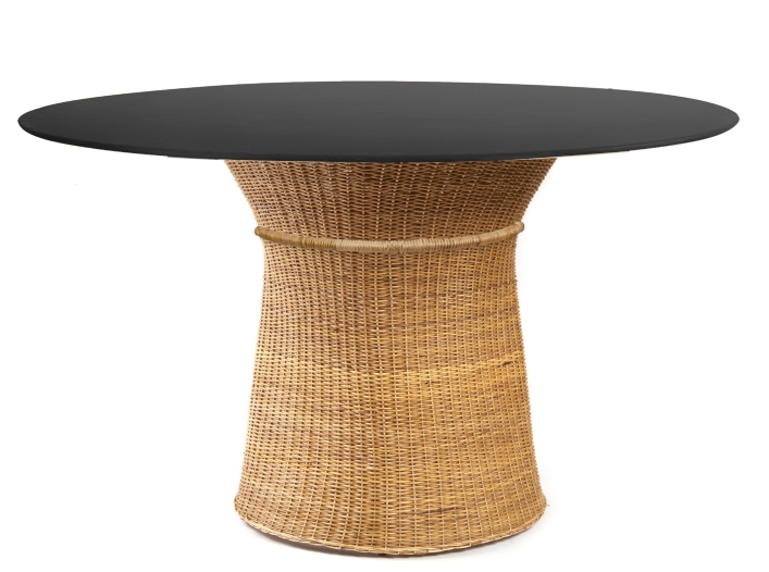 Caribe Natural Dining Table Table de salle à manger d'extérieur ames Matériau naturel brut / Noir