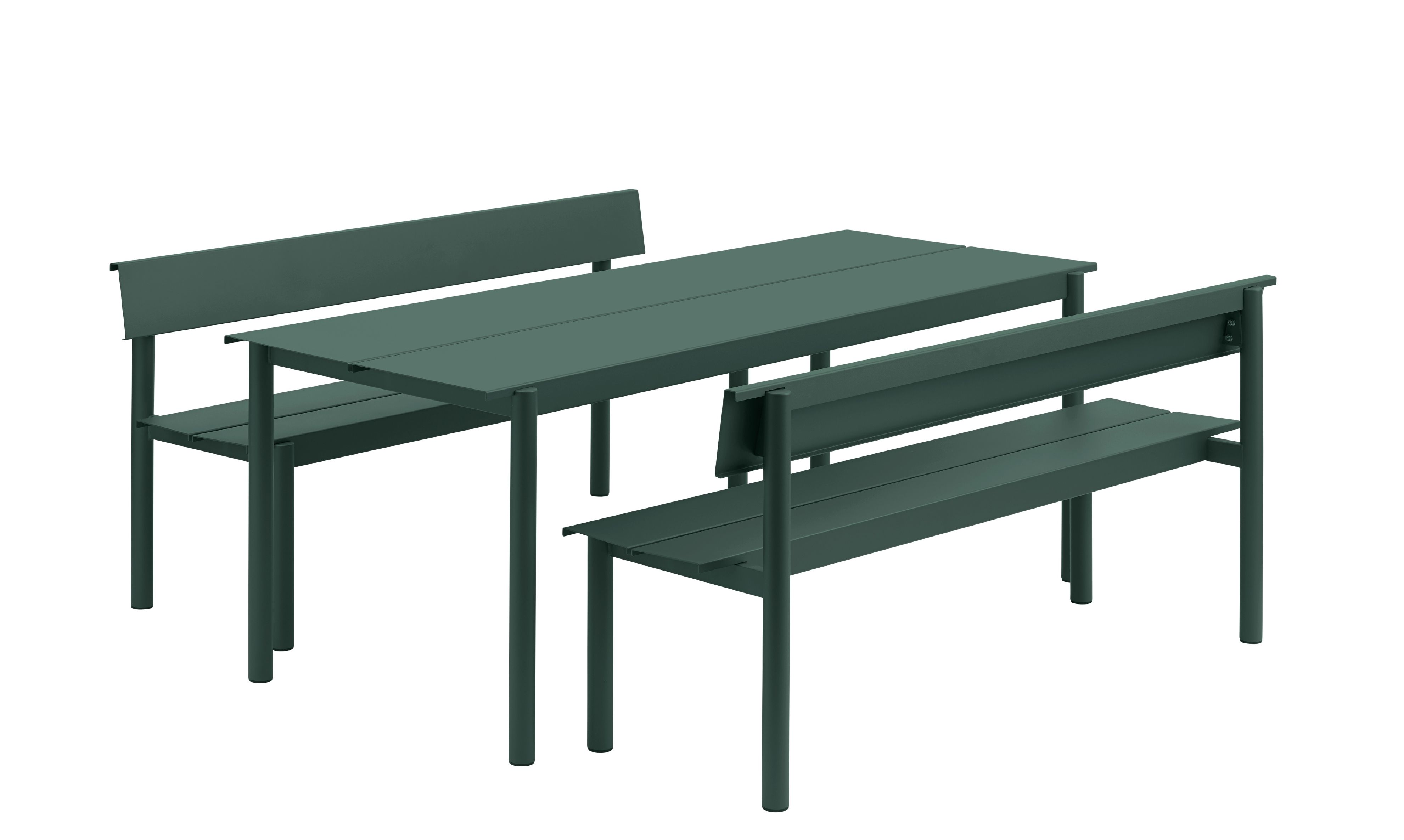 Linear Steel Bench Banc d'extérieur avec dossier 170x34 cm Muuto
