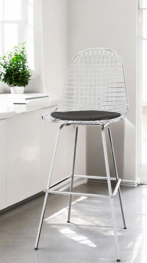 Eames Wire Bar Stool Tabouret de bar moyen avec coussin d'assise Vitra 