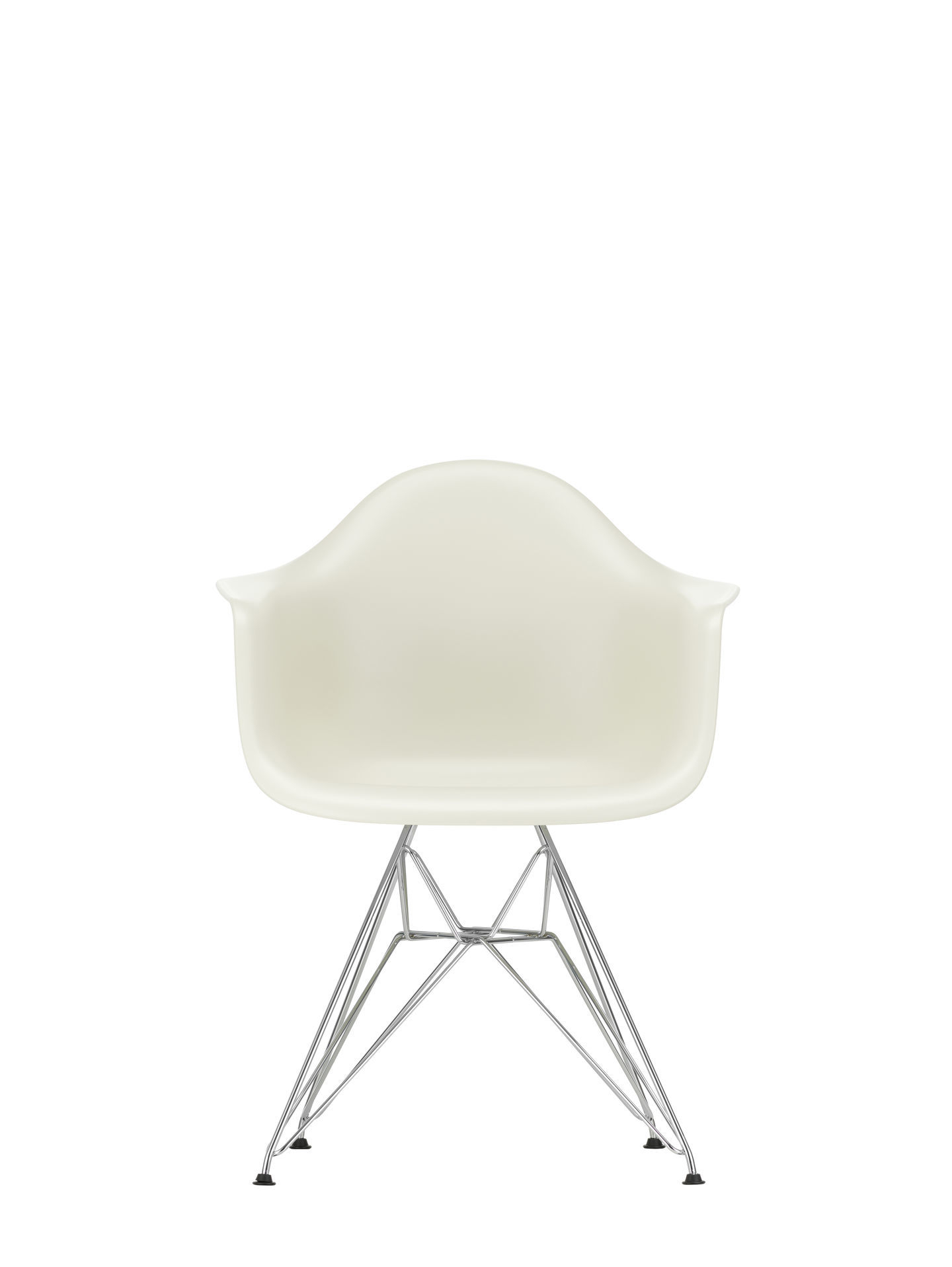 Grüner Eames Plastic Arm Chair DAR Stuhl von Vitra mit verchromtem Gestell.