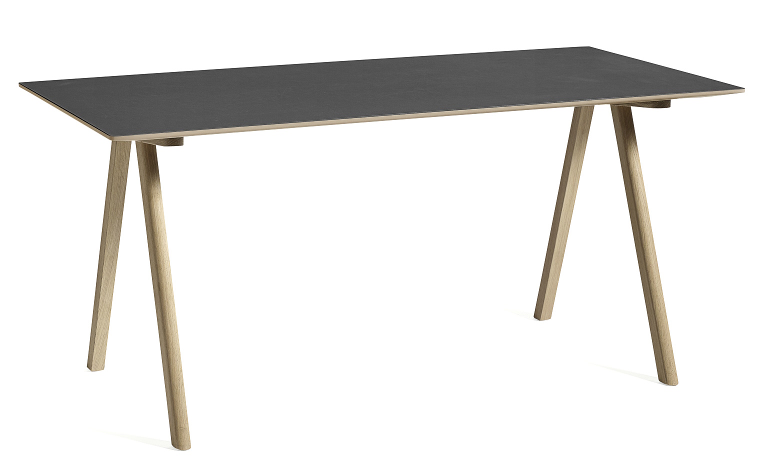 Copenhague Table CPH 10 Hay Chêne laqué à l'eau / plateau linoléum noir chant MDF