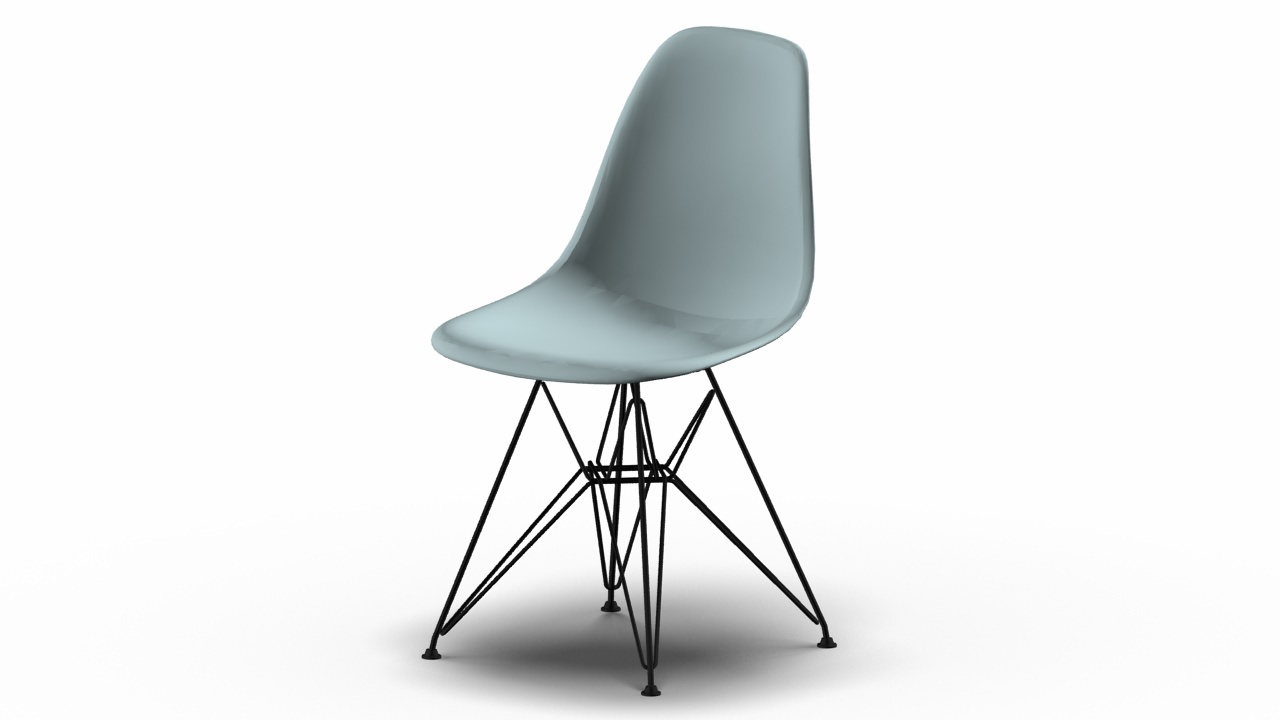 Eames Plastic Side Chair DSR Chaise Vitra Noir-Gris glace