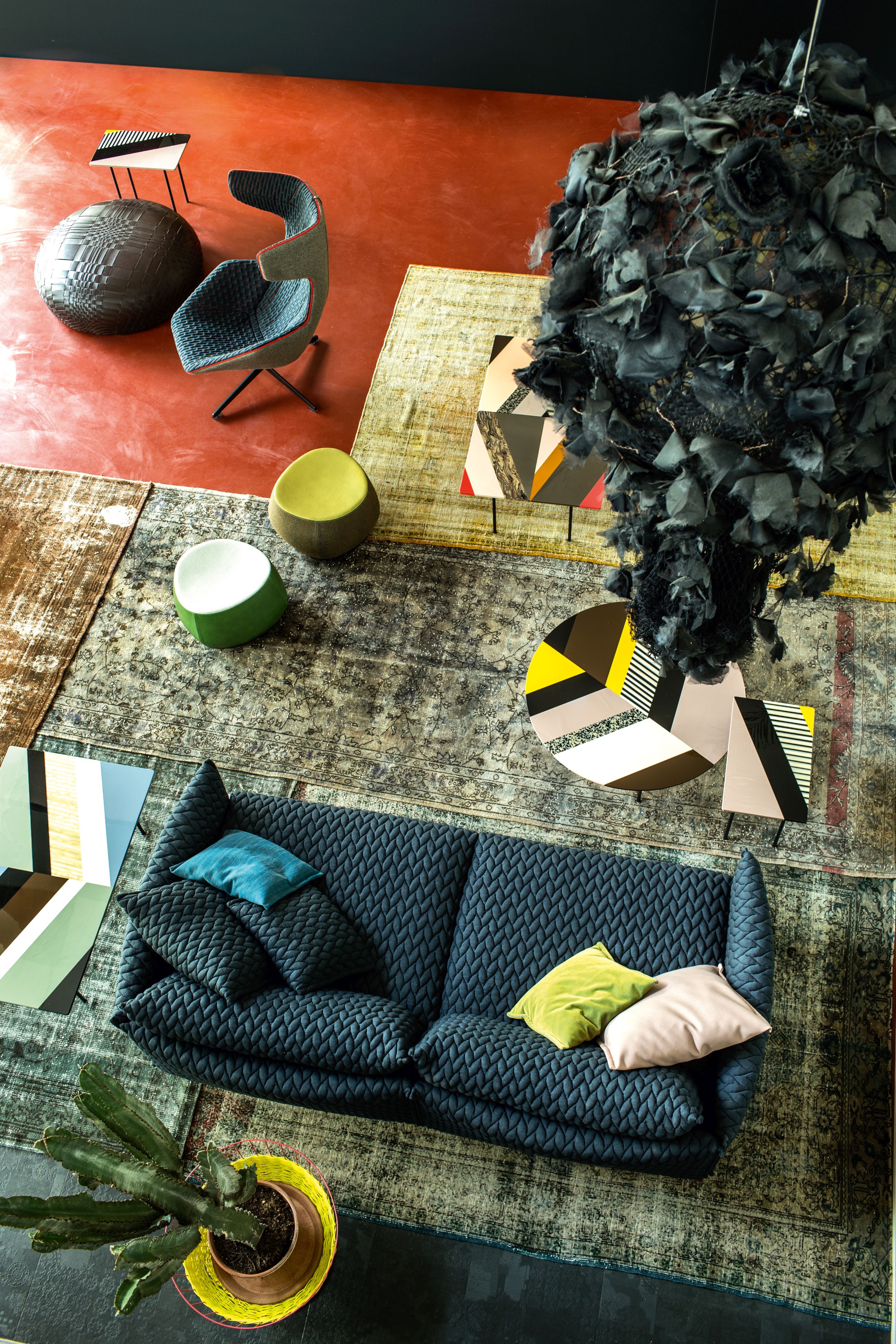 Fishbone tableau rond jaune Moroso
