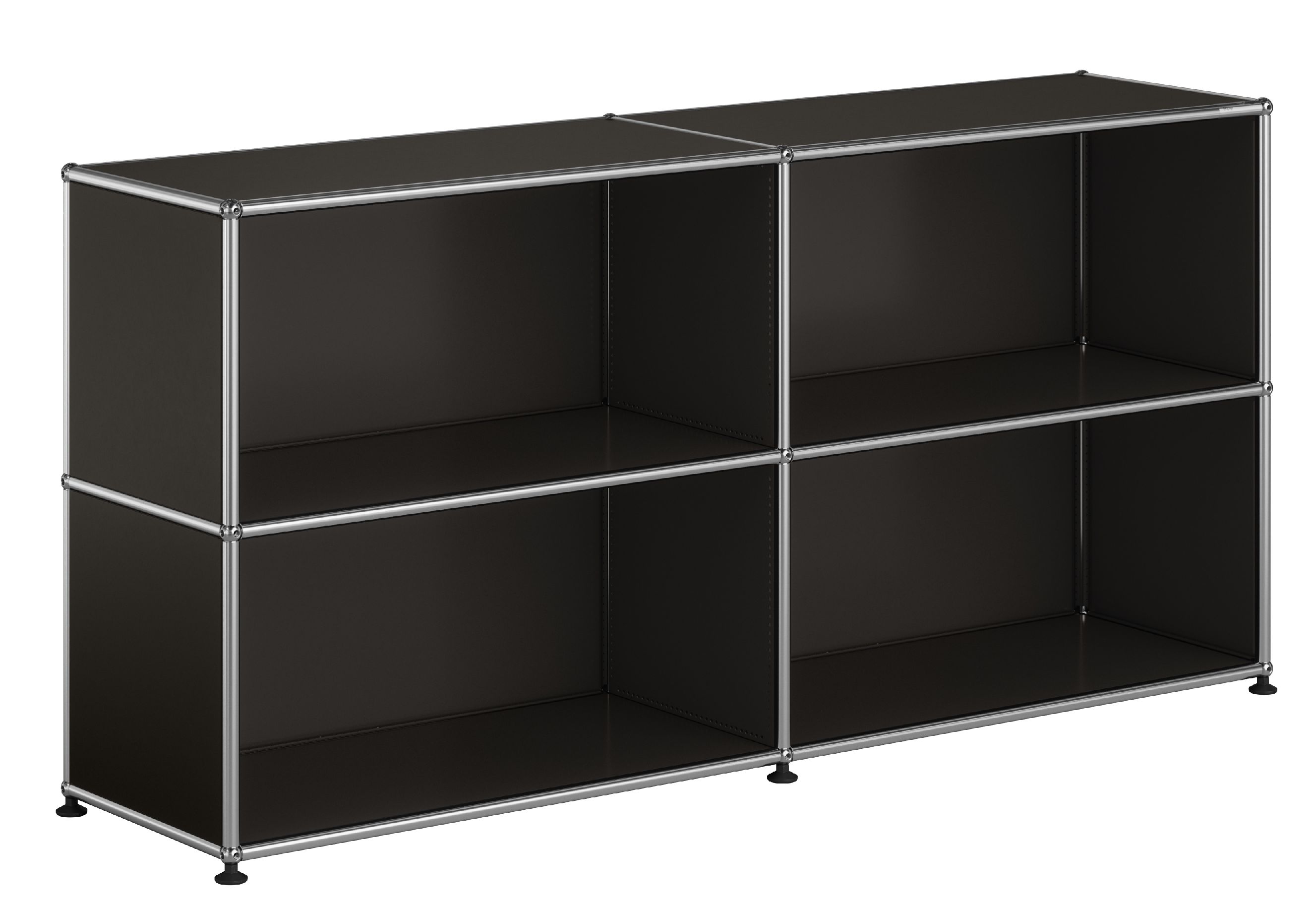 USM Haller Sideboard offen mit vier Fächern schwarz