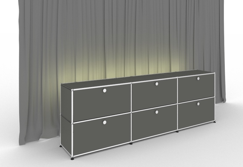 E Sideboard illuminé 6 portes pliantes gris moyen USM Haller
