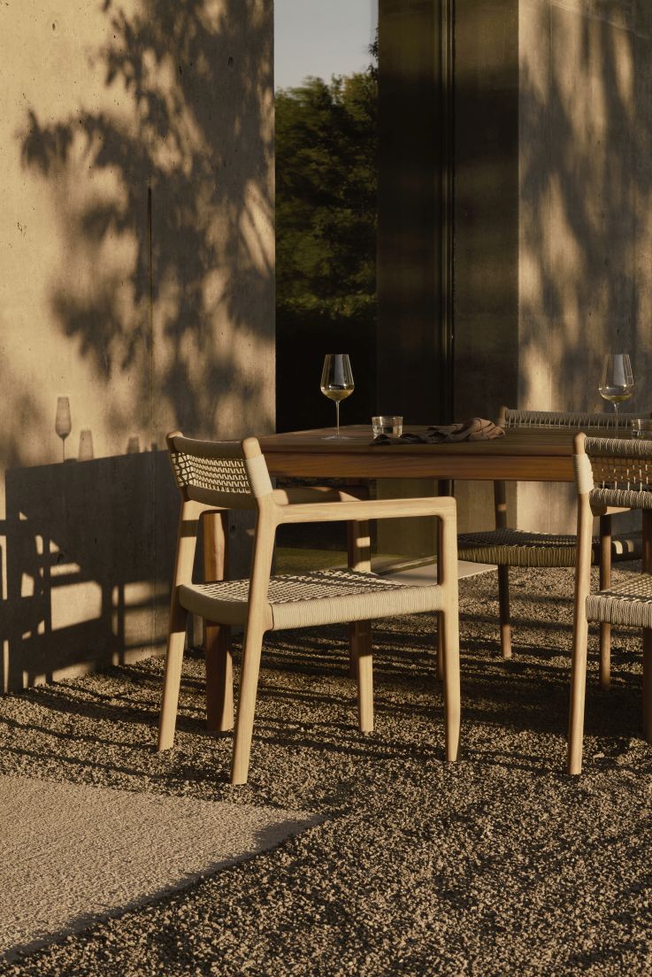 Chaise d'extérieur tressée Jack en teck Ethnicraft