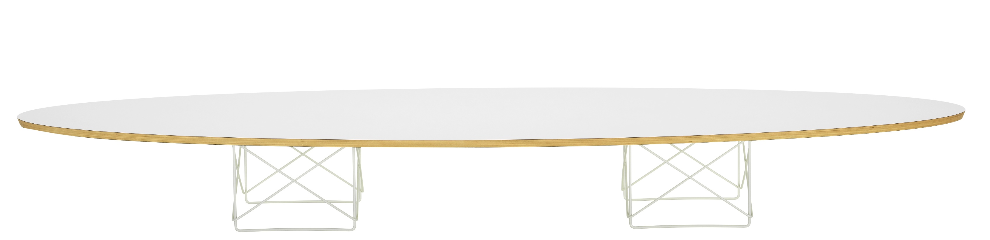 Elliptical Table ETR Table Eames / table basse Vitra HPL blanc, piétement blanc revêtu par poudre