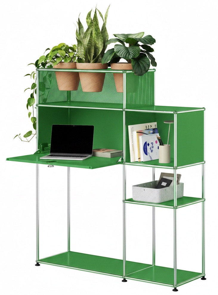 Bureau à domicile avec élément végétal USM Haller Green