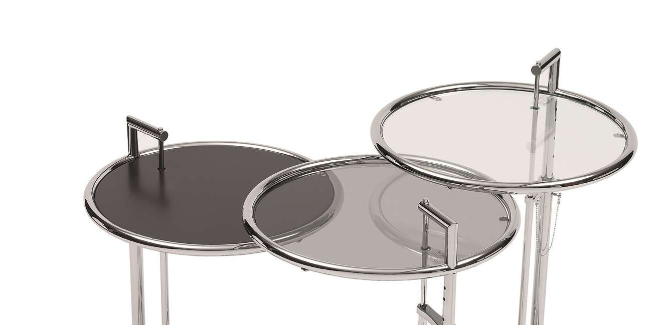 ClassiCon Beistelltisch: Höhenverstellbare Ersatzglasplatte in Metallschwarz und Klarglas, modernes Design für Wohnzimmer.