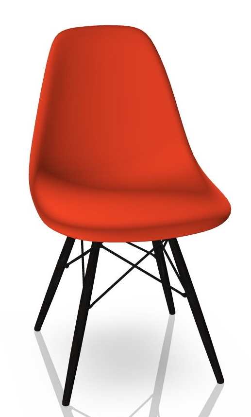 Eames Plastic Side Chair DSW Chaise Vitra Érable noir - poppy rouge