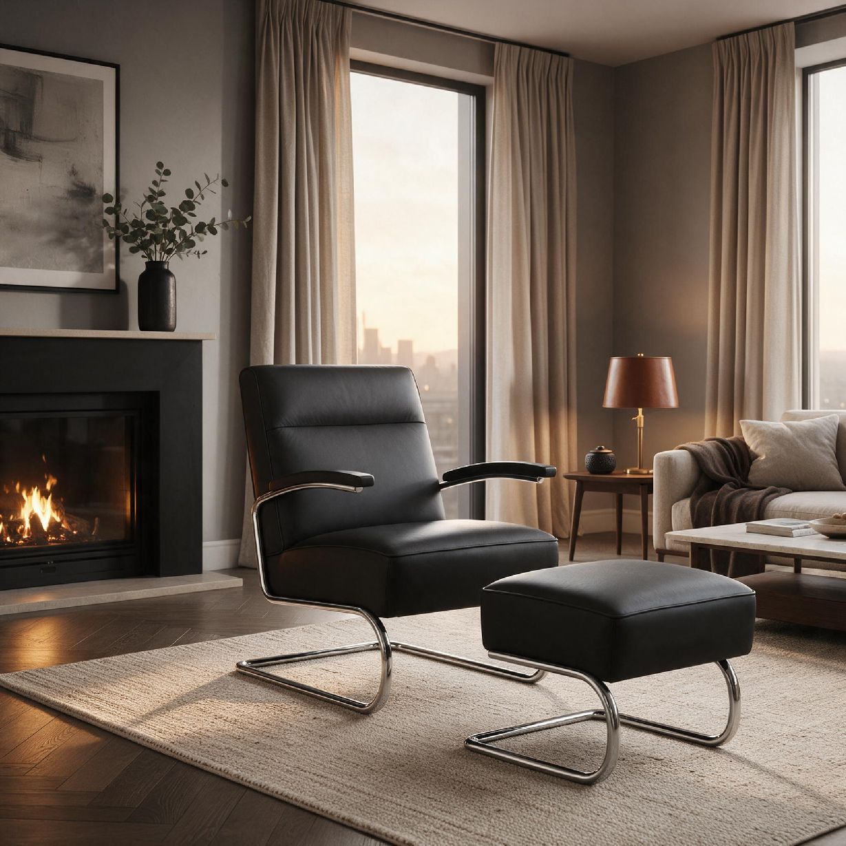 Chaise cantilever Thonet S 412 / S412 avec repose-pieds OFFERT