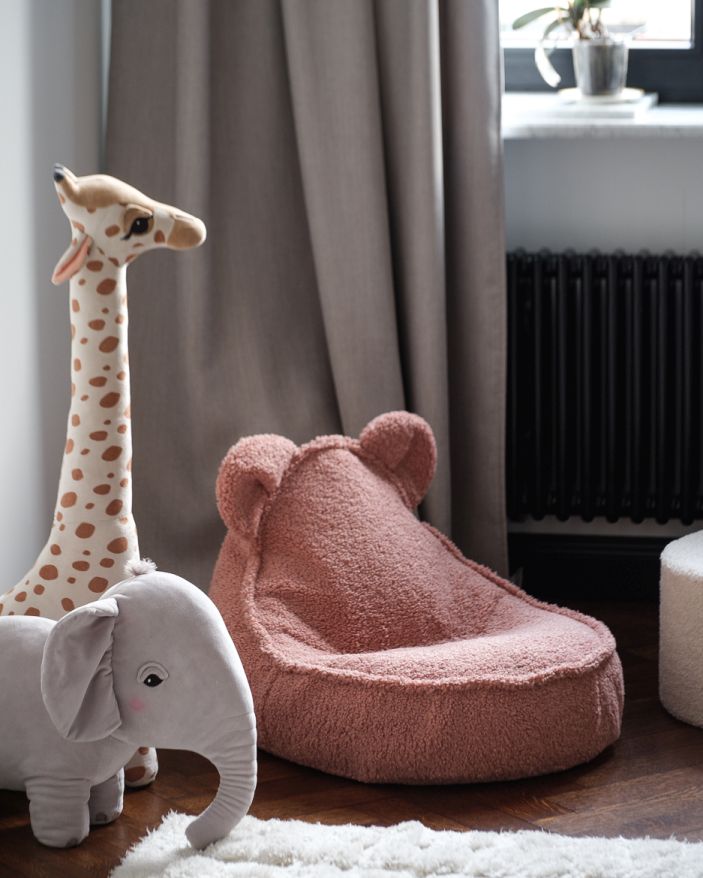 Teddy pouf pour enfant tissu en peluche goyave Wigiwama