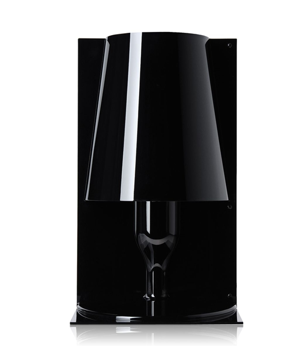 Schwarze Take Tischleuchte von Kartell mit modernem Design und elegantem Lampenschirm. Ideal für stilvolle Innenräume.