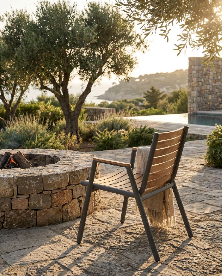 Pilotis fauteuil avec accoudoirs teck extérieur Fermob