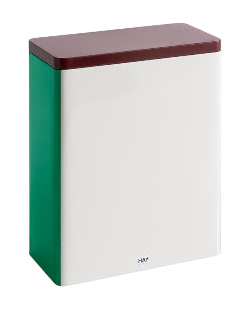 Boîte de rangement extra large en métal blanc cassé, bordeaux et vert pour le foin