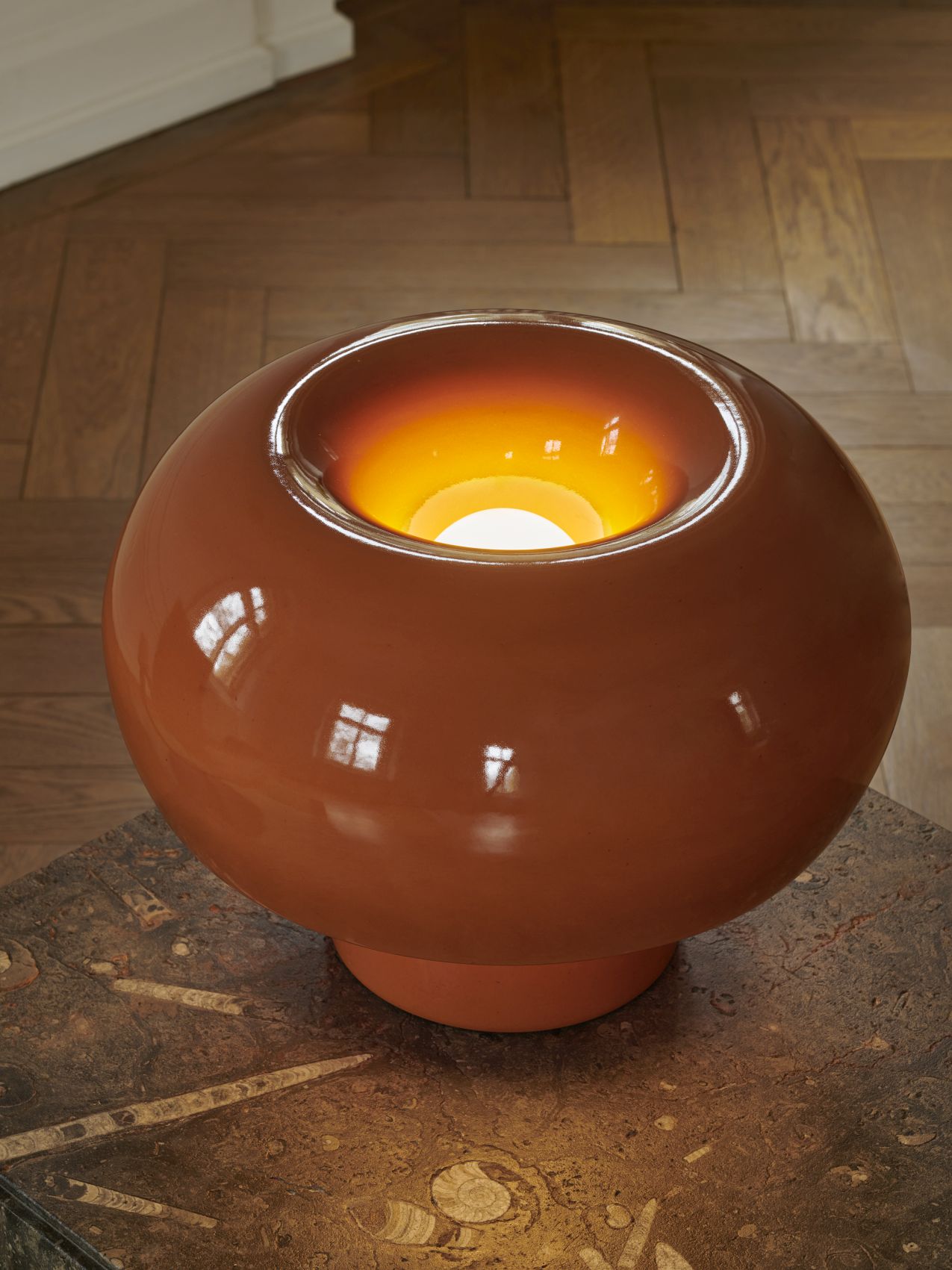 Fonte lampe de table Brun caramel Favius